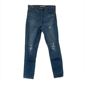 Levi's Wedgie Skinny High Rise Denim Jeans Sun Devil Trashed 26